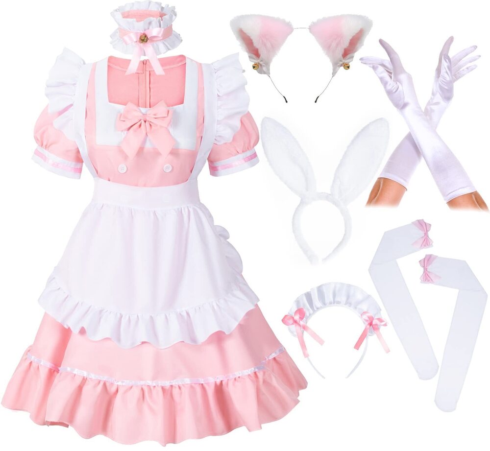 8371 Anime French Bunny Maid Sweet Kawaii Costume Cosplay Dress Furry Cat